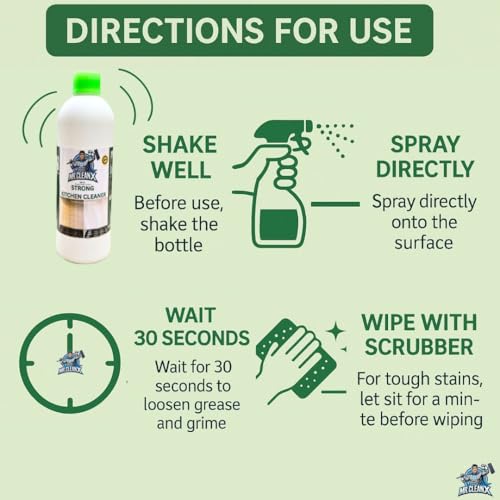 Image of PACK OF 2-MR.CLEANX Strong Kitchen Cleaner Spray - Removes Hard Oil Stains | Greasy Stovetops | Greasy Exhaust Fan | Chimney Cleaner | Plant-Based Formula| (1000 ml)