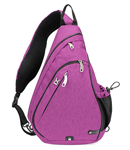 INOXTO Sling Bag, Multipurpose Crossbody Shoulder Bag for Men and Women, Chest Bag Crossbody Daypack for Hiking, Pickleball Bag with Water Bottle Holder for Tennis, Pickleball (Purple)