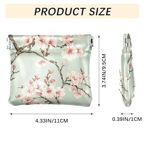 Peach Flowers Branch Women Leather Cash Wallet Portable Card Cases Money Organizers for Women Girls3