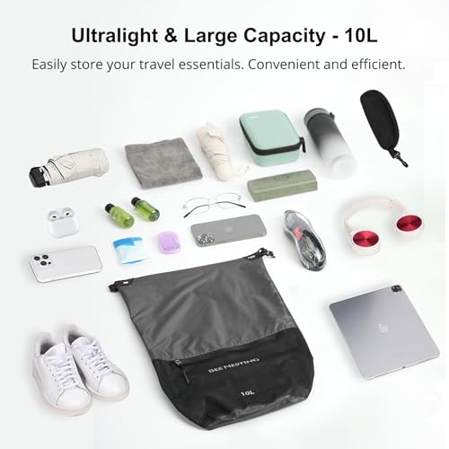 Bee Nesting Bolsa Seca Ultraligera Impermeable, 10L, Nylon 20D con Bolsillo de Malla y Separación Húmedo/Seco, Bolsa para Kayak, Playa y Navegación (Verde Menta) miniatura 2