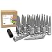 Wheel Accessories Parts 14 mm x 1.5 Wheel Spike Lug Nuts, 24 x Chrome M14x1.5 Lug Nut, Cone/Conical Bulge Seat, Silver Closed End Nuts with 1 Socket Key