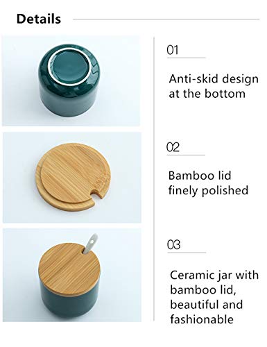OnePine 2er Set Keramik Gewürzdosen Salztopf - Höhe 10cm Keramik Zuckerdose Gewürzgläser mit Löffel und Deckel für Tee Zucker Salz Gewürze… – Ansicht 7