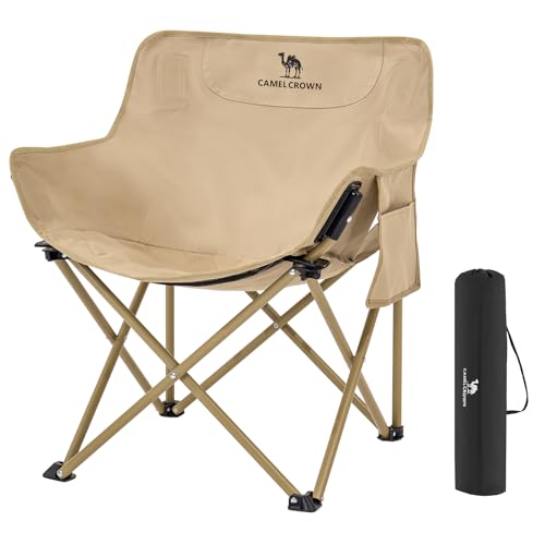 CAMEL CROWN Cadeiras de acampamento, portátil, compacta, leve, dobrável, com bolso lateral e bolsa d