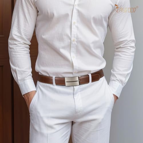 JASGOOD Mens Belt Leather Ratchet Belt For Men Automatic Ratchet Buckle 1 3/8" Slide Belt for Dress Pant3