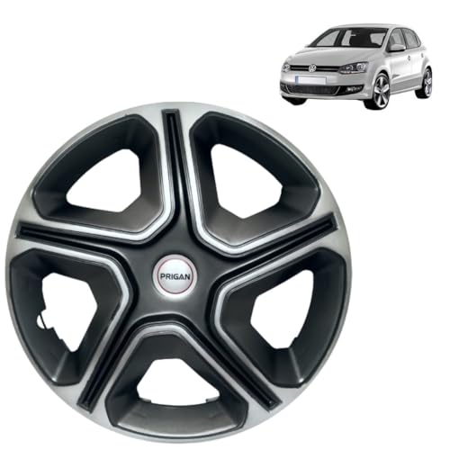 Image of Prigan VW Polo Grey Silver Wheel Cover 15 inch for VW Polo (Set of 4 Pcs) (Press Fitting) Model Name- Nexon Grey Silver 15