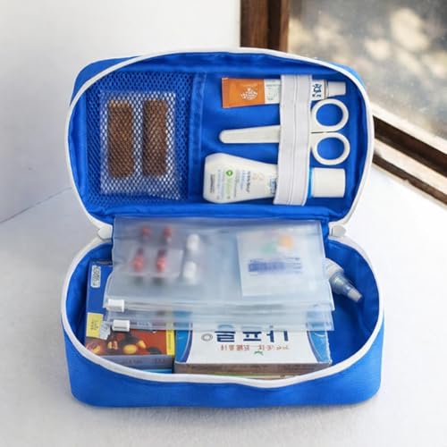 Image of Sumiko First Aid Kit Bag | Medicine Storage Box | Multi-Utility With Handle | Portable & Spacious Emergency Kit Organizer With Mesh Pouch & Elastic Loops | Perfect For Travel Camping Home Gift (Blue)