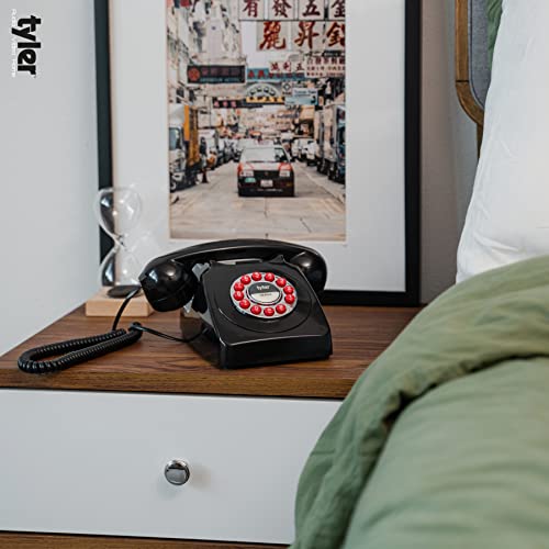 Teléfono Retro Tyler con Cable y Botones Grandes Negro miniatura 4