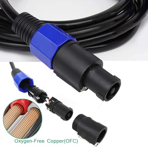 professional 12 gauge 50 feet speakon to 14 inch speaker cables - 12awg 50ft djpa speakon to 1434 speaker cords amp audio wires - 2 pack