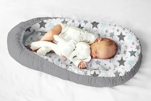 Multifunktionale Kuschelnest Babynest Kokon für Babys und Säuglinge, Nestchen, Reisebett, 100% Baumwolle, antiallergisch, (Design kann variieren)