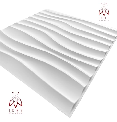 Paneles 3D de plástico PVC para cubrir imperfecciones en paredes con ondas D105 blanco 4