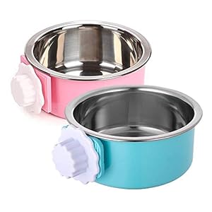Stainless Steel Removable Pet Food Bowl, Anti-overturn Water Feeder Container, Suitable for Small Dog/Cat/Rabbit, 2 Set of Crate Bowls, Easy to Install and Clean