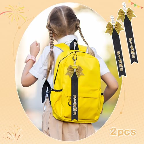 CN 2PCS Glitter Cheerleader Keychain Cheer Gifts Bow Holder，Cheer Pin Strap Pin Me Ribbon for Backpack Bags3