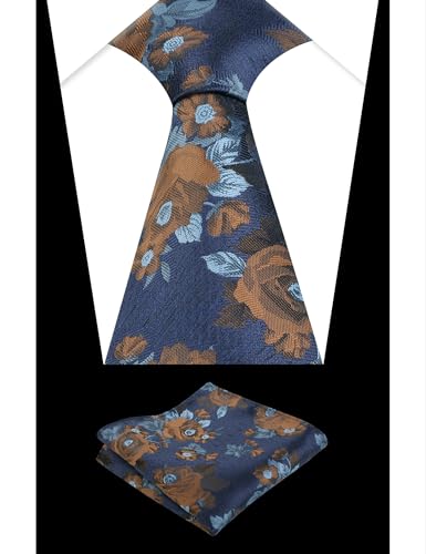 Image of Alizeal Mens 3.15'' Colorful Flower Pattern and handkerchief Necktie Set