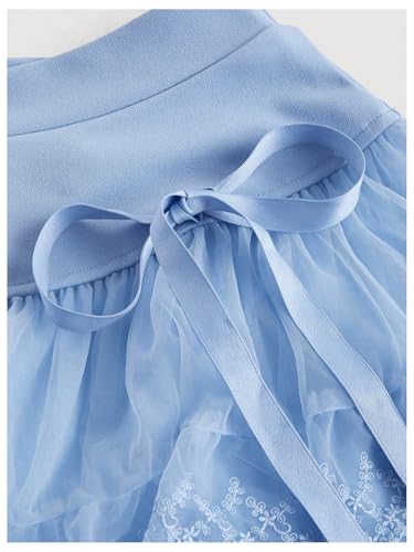 Floerns Women's High Waist Embroidery Mesh Layered Hem Bowknot Y2k Mini Skirt3