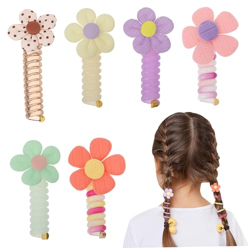 Ipetboom 6 Piezas Diadema Elástica Scrunchie Flores 6uds Extensiones De Cabello Lazo De Pelo Cintas Para El Pelo Gomas Para El Pelo De Seda Gomas Para El Cabello Diademas El Plastico