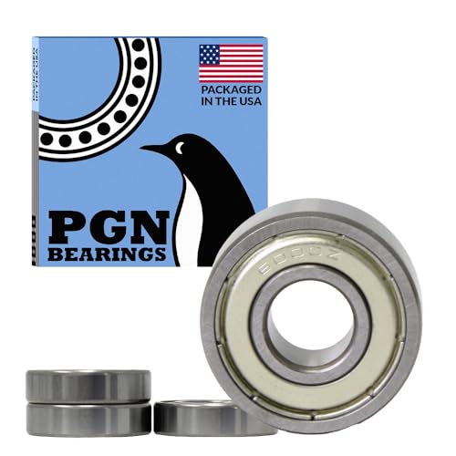PGN (4 Pack) 6000-ZZ Bearing - Lubricated Chrome Steel Sealed Ball Bearing - 10x26x8mm Bearings with Metal Shield & High RPM Support