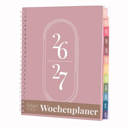Rileys & Co Wochenplaner 2026 Hausaufgabenheft Schulplaner | Kalender 2026 2027 Juli 2026Juni 2027 planer Notizen Doppeldraht 20 x 15 cm Planner (Rosa auf Deutsch)