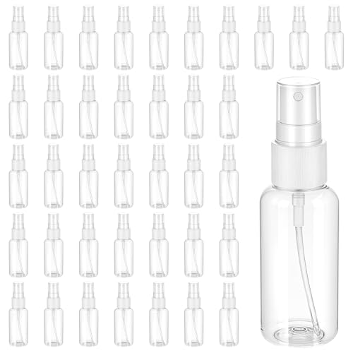50pcs 2oz Mini Spray Bottles Fine Mist,Mini Clear Small Spray Bottle,Empty Travel Spritz Bottle with Pump Transparent Caps,Reusable Liquid Containers for Essential Oils Perfumes Travel Cosmetics