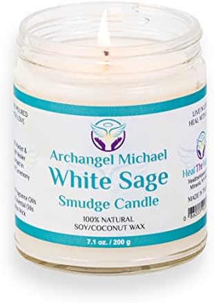 Heal The Masses White Sage Candles for Cleansing House Chakra Healing | Energy Cleansing Smudge Candle | Natural Aromatherapy Candle | Sage for Cleansing House Negative Energy (7 oz)