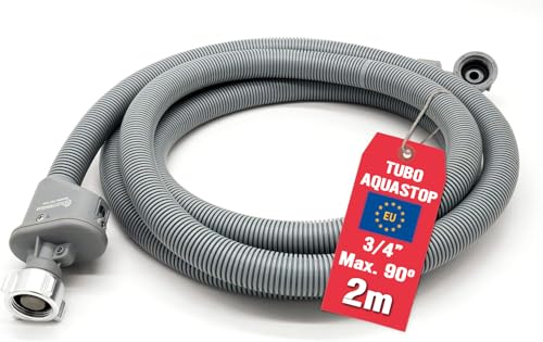 ELECTROHOGAR Tubo Scarico Lavatrice Aquastop 2M | Tubo Acqua Lavatrice Anti-perdita | Raccordo con Doppia Protezione | Compatibile con Tutte le Marche