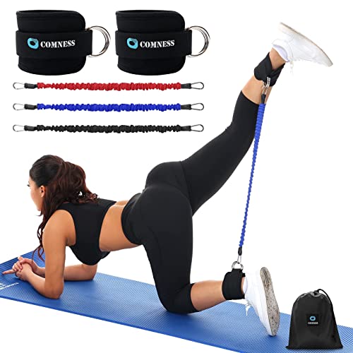 Ankle Resistance Bands With Cuffs. Leg/Booty Resistance Bands For Working Out, Kickbacks, And Glute Exercises. Our Ankle Strap Can Be Used Separately For Connection To The Cable Machine. (Black) #TOP15