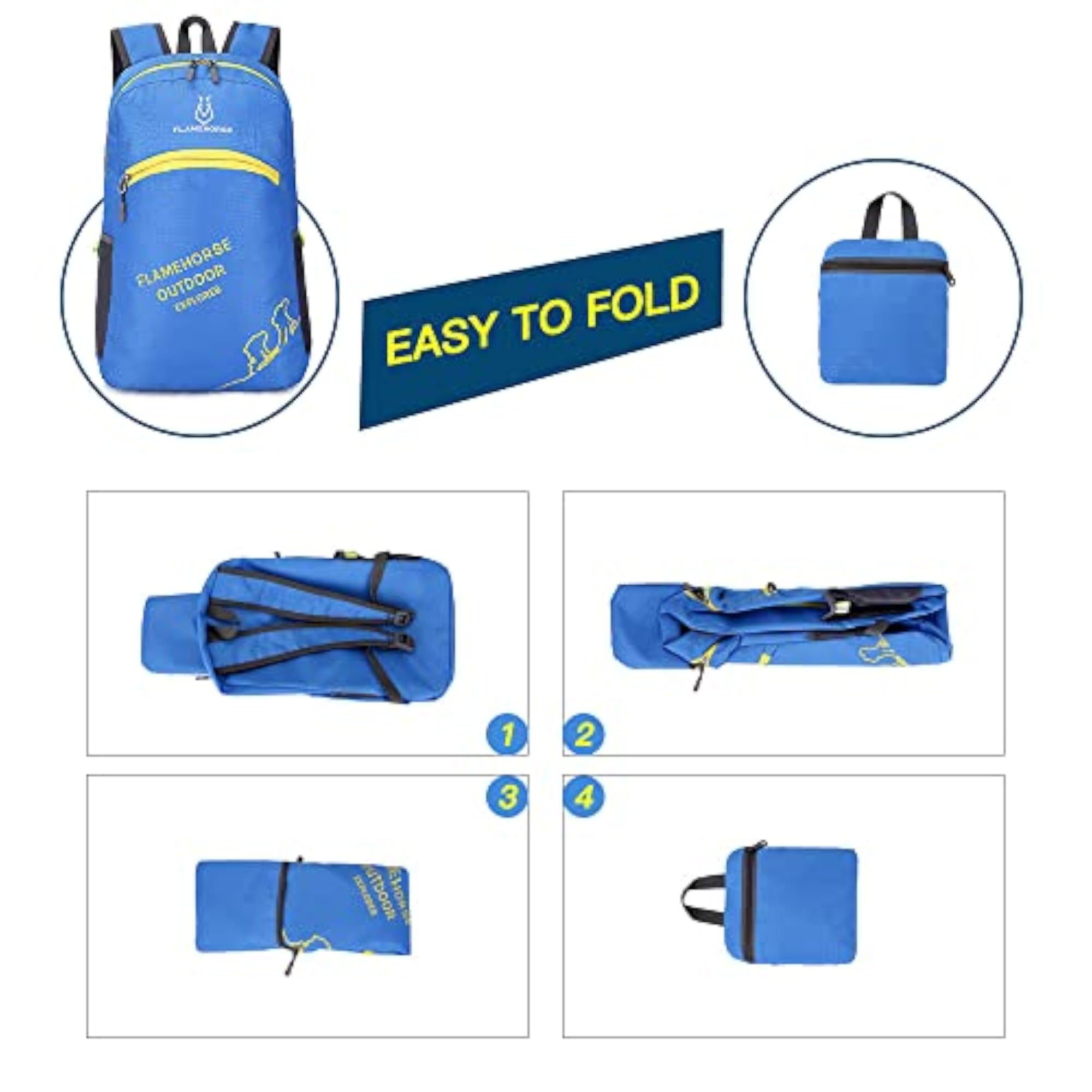 Lightweight Foldable Water-Resistant Hiking Bag, Travel