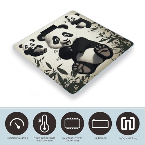 Báscula digital Playful Panda para baño 26x26 cm vidrio templado miniatura 3
