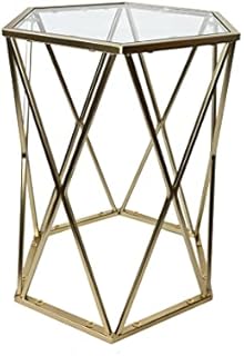 Spot on dealz® Small Side Tables Living Room Occasional Hexagon Coffee Table Hallway Room Bedroom Sofa Glass Table Indoor Decor Decorative Gold Console Tables