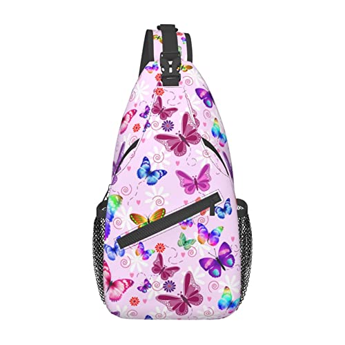 Butterflies Sling Bag Travel Crossbody Bag Chest Daypack Hiking Shoulder Bag For Men Women