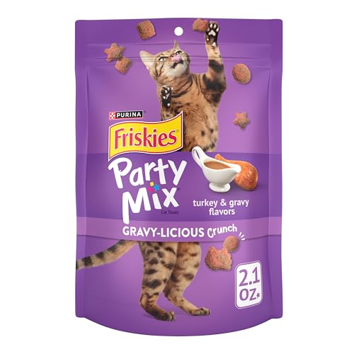 Purina Friskies Party Mix Gravylicious Crunch Cat Treats, (10) 2.1 oz Pouch - image 1