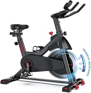 FITINDEX Magnetic Resistance Exercise Bike, Belt Drive Indoor Cycling Spin Bike Stationary, Fitness Spinning Excersize Bicycle with Cushion, Monitor, 40lbs Flywheel for Home