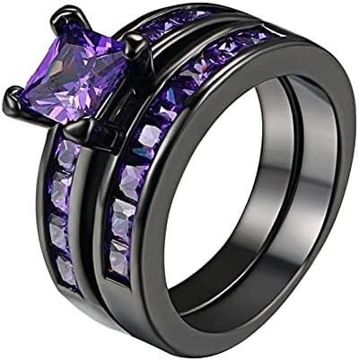 iLH Clearance Rings,Women&Mens Fashion Luxury Inlaid Teak Titanium Rings Engagement Wedding Rings Jewelry Gift by ZYooh (E, 5)