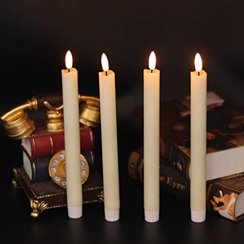 Image of Eldnacele Taper Flameless Flickering Candles with Remote and Timer, Battery Operated 3D Wick Real Wax Window LED Candles Set of 6 for Dinner Wedding Party Indoor Holiday Decor(D0.78 inchxH9.64 inch)