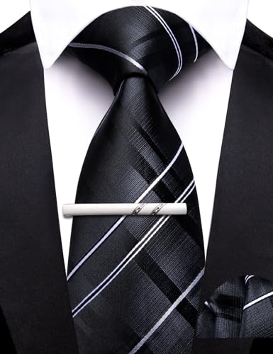 Image of Barry.Wang Boys Ties School Pre-Tied Kids Necktie Handkerchief Clip Set Uniforms Child Ties for 8-14 Years Wedding Party
