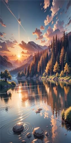 Broderie Diamant Nuage Paysage 60x120cm | Grand Format Strass Point de Croix