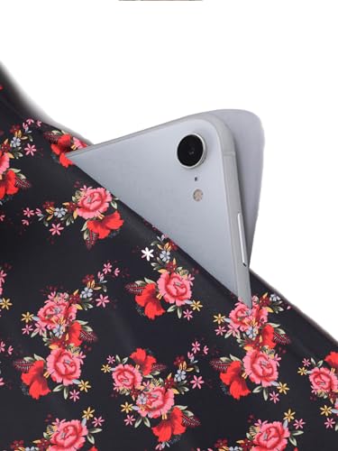 Image of Women's 2026 Fit and Flare Dress Summer Casual Elegant Vintage Floral Printed Work Party A-line Dress with Pockets 162