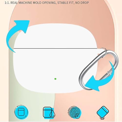 Image of Anvique Silicone Case Cover for Oneplus Nord Buds 4 Pro, Scratch Resistance, Shock Absorption, with Premium Carabiner (White R)