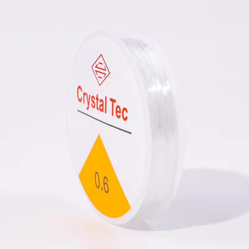 0.6 mm 12 Meter Clear Elastic Wire Transparent Strong Stretchy Beading Rope Cord String Flexible Thread for Jewellery Making/Earring/Necklace/Bracelet/Art DIY & Other Crafts (1, 0.6)