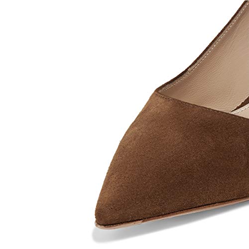 YDN Womens Kitten Low Heels Office Pumps Pointed Toe Leopard Print Comfy Shoes with Slingback Size 4-154