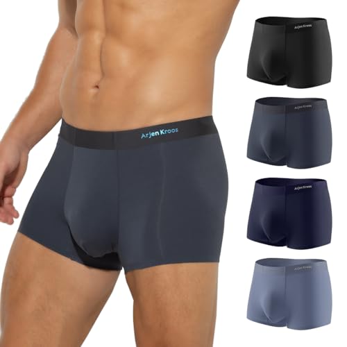 Arjen Kroos Underwear for Men 4 Pack Breathable Modal Boxer Briefs Silky Trunks