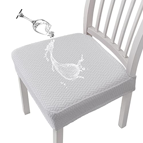 Housse de siège de chaise pour salle à manger jacquard blanc stretch imperméable