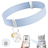 Cat Collar with Bell, Stretch Elastic Quick Release, Modifiable Pet Online Profile Page, Multiple Emergency Contact, Non Breakaway Lightweight Kitten Collar for Girl Cats, Pet Supplies, Gifts, Blue