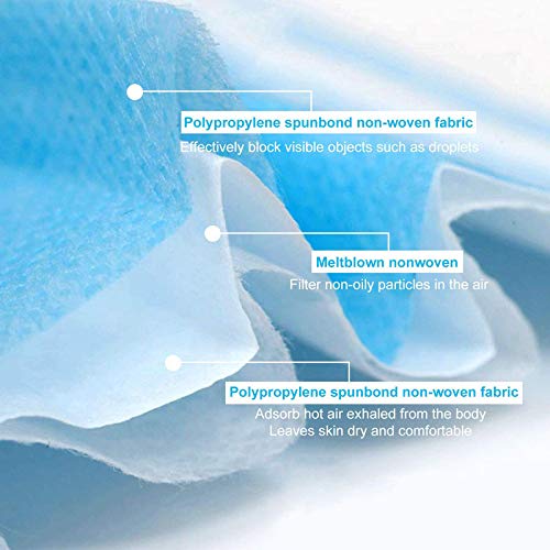 SALUTE 50pcs Face Masks Disposable 3 Layers Dustproof Mask Facial Protective Cover Masks Set Anti-Dust - Blue