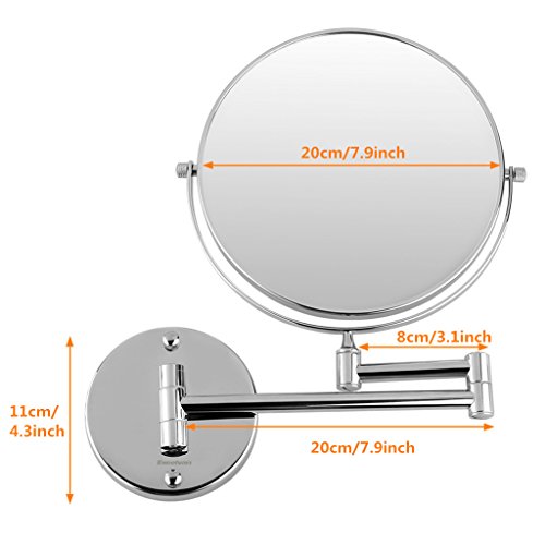 Excelvan Magnification 8 Inch Double-Sided Swivel Wall Mount Makeup Mirror (10X) - Thumbnail 7