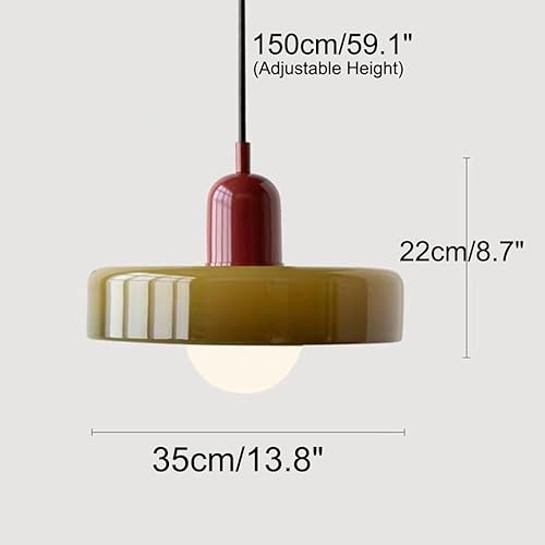 Miniatura 2 de Lámparas colgantes verdes modernas de cristal grande para isla de cocina, luces colgantes con cúpula de cristal pantalla de cristal de mediados de