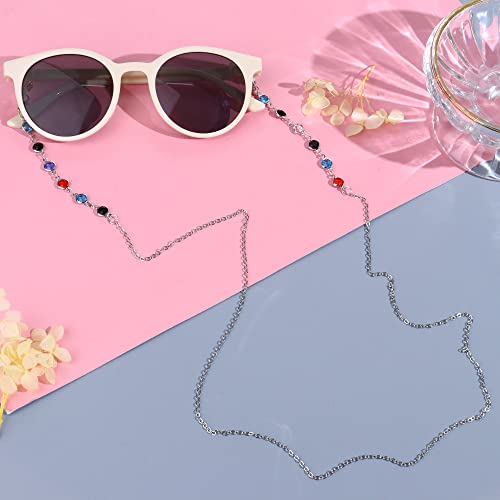 Jstyle Eyeglasses Chain For Women Metal Colorful Acrylic Beads Sunglasses Lanyard Holder Chain With Silicone Loop (S) 6Pcs #TOP3