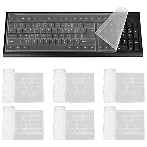 Olymajy 6 Pcs Silicone Keyboard Cover Ultra Thin Tpu Keyboard Cover , For Standard Size Computer Desktop Keyboards, Reusable Waterproof Anti-Dust Ultra Thin Silicone Cover-Clear Cover
