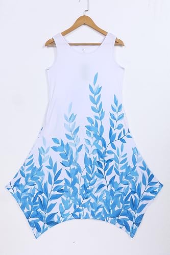 Image of AUSELILY Women's Summer Dresses Casual Sleeveless Midi Tank Beach Dress | Women's Asymmetrical Hem Sundress with Side Pockets, Great for Beach, Vacation & Daily Wear