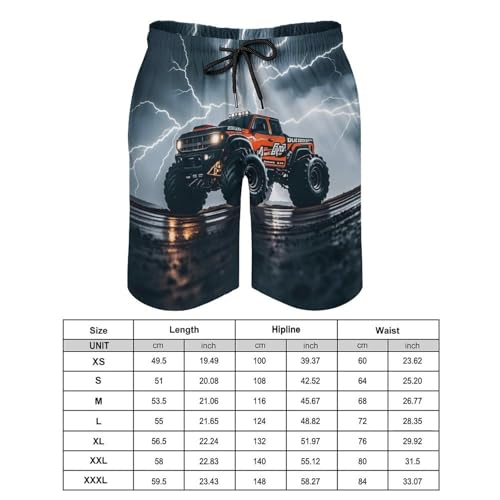 Mens Shorts Monster Truck Black Sky Lightning Roar Men Swim Trunks Quick-Dry Beach Shorts with Drawstring Pocket Bathing Suit2