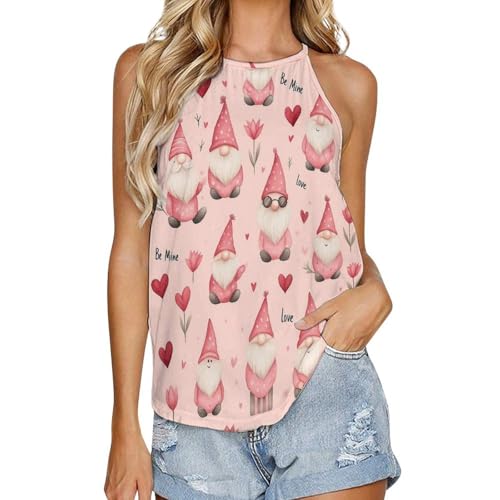 Gilet sans manches col rond femme anti courant d'air pull gnome rose confortable